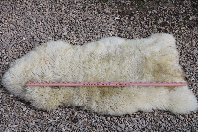 photo of rustic boho decor sheepskin hide soft fur rug or mat, fluffy natural wool  #4