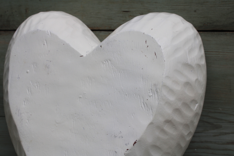 photo of rustic carved wood hearts nesting bowls w/ weathered white paint finish, modern farmhouse decor  #4