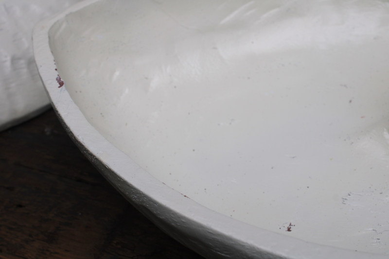 photo of rustic carved wood hearts nesting bowls w/ weathered white paint finish, modern farmhouse decor  #5