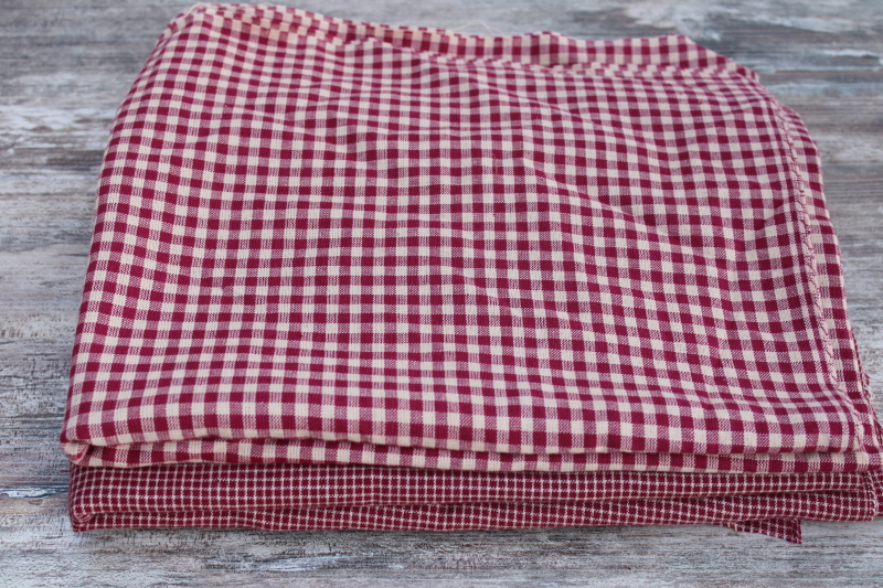 photo of rustic country primitive style cotton fabric, wine red windowpane checked gingham woven checks #1