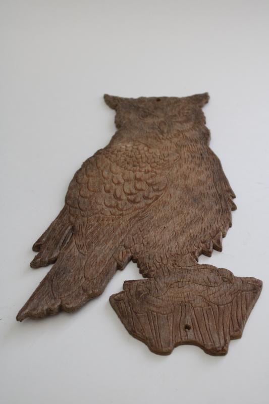 photo of rustic decor barn wood style worn weathered vintage owl wall hanging plaque  #2