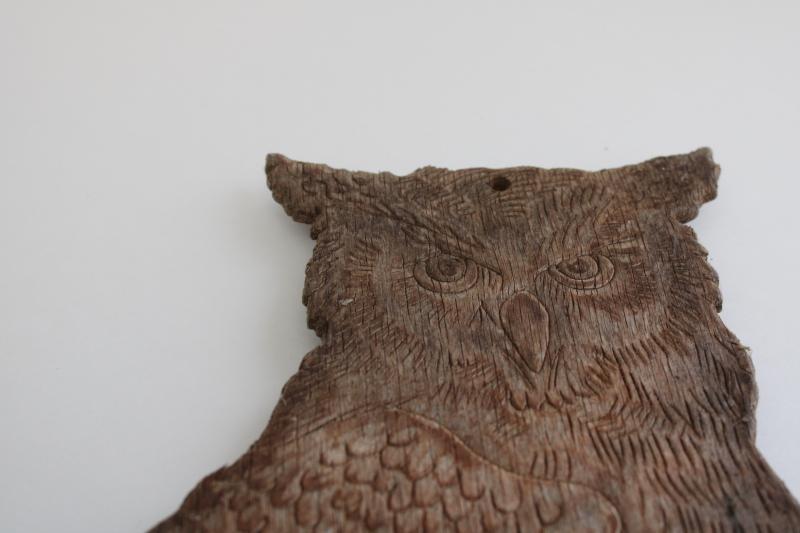 photo of rustic decor barn wood style worn weathered vintage owl wall hanging plaque  #3