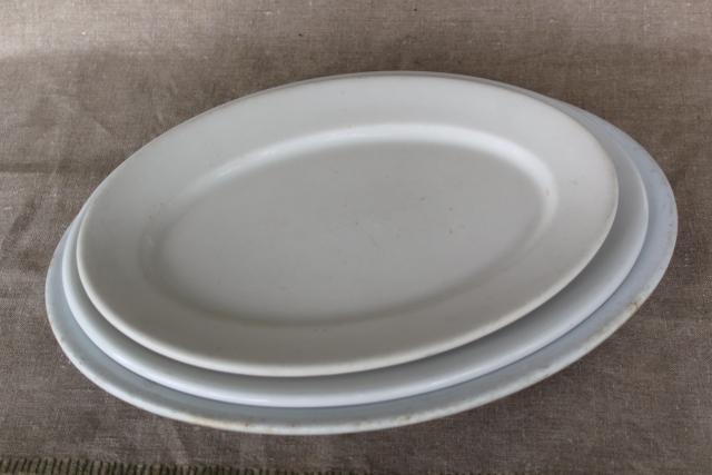 photo of rustic farmhouse kitchen old white ironstone china platters, graduated sizes stack #2