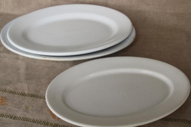 photo of rustic farmhouse kitchen old white ironstone china platters, graduated sizes stack #8