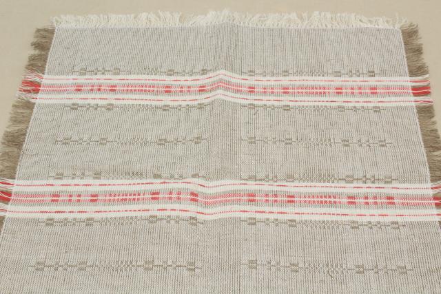 photo of rustic farmhouse vintage flax linen hand woven table runner & napkins made in Poland #3