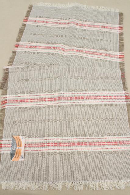 photo of rustic farmhouse vintage flax linen hand woven table runner & napkins made in Poland #5