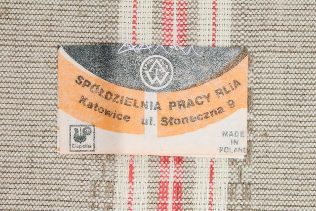 photo of rustic farmhouse vintage flax linen hand woven table runner & napkins made in Poland #6