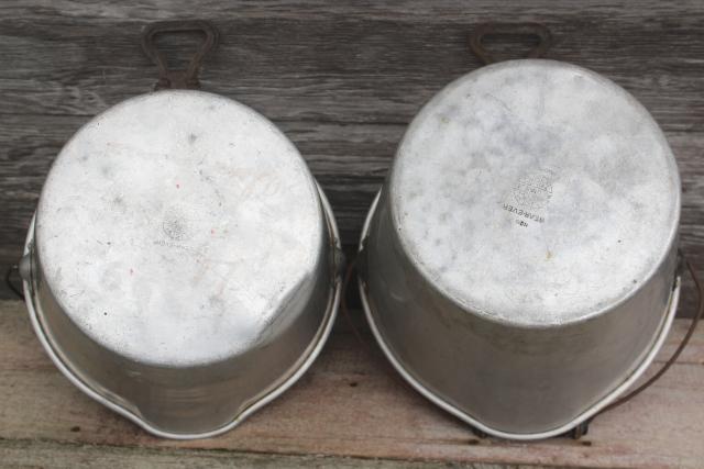 photo of rustic farmhouse vintage metal buckets, 1930s depression era aluminum farm pails #8