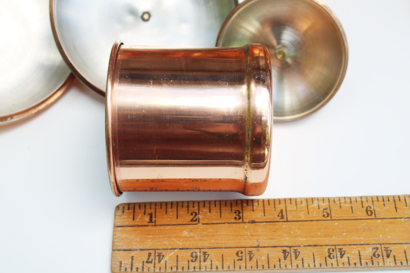 photo of rustic french country kitchen style vintage copper canisters, nesting canister set of 4 #4