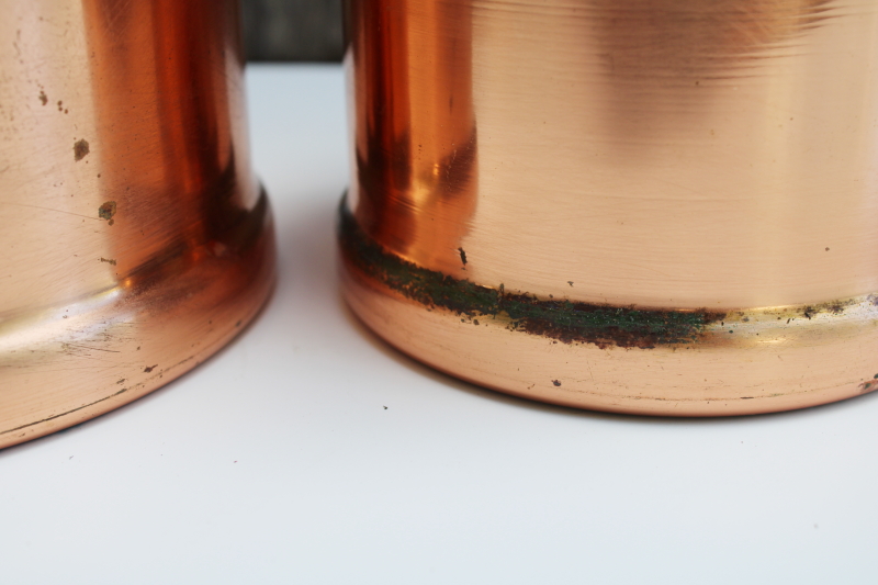 photo of rustic french country kitchen style vintage copper canisters, nesting canister set of 4 #16