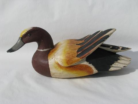 photo of rustic hand-carved wood folk art painted duck decoys for lodge or cabin #5