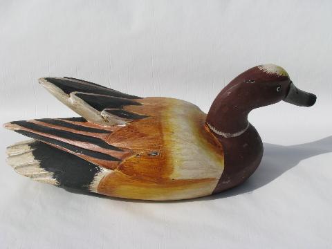 photo of rustic hand-carved wood folk art painted duck decoys for lodge or cabin #7