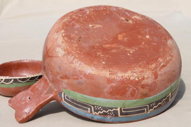 photo of rustic handcrafted Mexican pottery, set of hand painted terracotta bowls #6