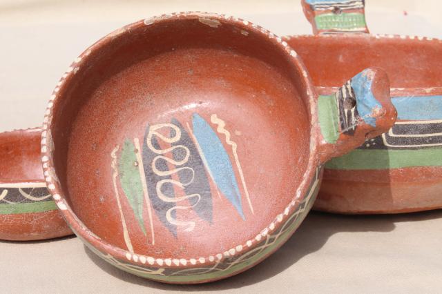 photo of rustic handcrafted Mexican pottery, set of hand painted terracotta bowls #15