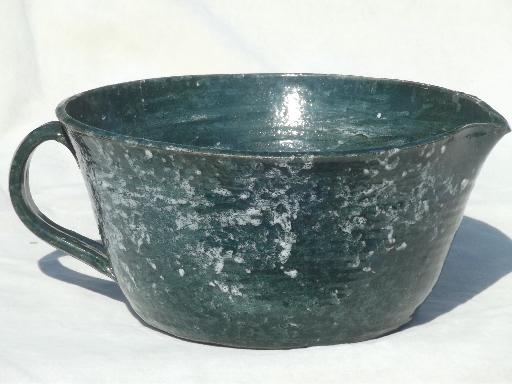photo of rustic hand-thrown pottery pitcher, large mixing bowl w/ pouring spout #3