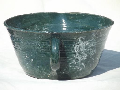 photo of rustic hand-thrown pottery pitcher, large mixing bowl w/ pouring spout #4