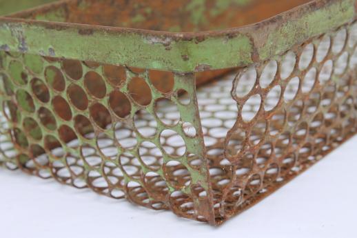 photo of rustic industrial drawer divider tray, chicken wire punched metal - kitchen utensil / knife box #8