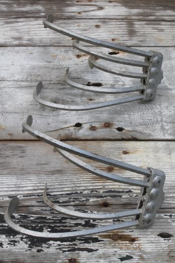 photo of rustic iron hand cultivators w/ wrought iron tines for primitive wall racks lot of 2 #7