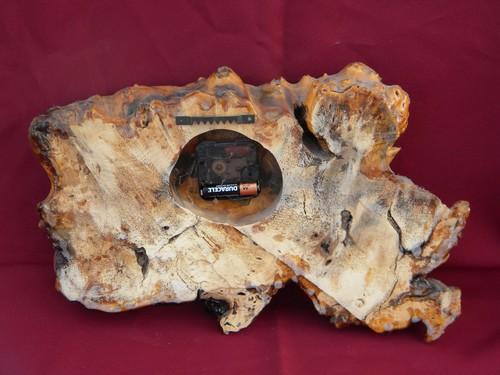 photo of rustic natural shape cedar slab wall clock for vintage lodge or cabin #2