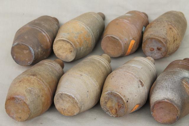 photo of rustic old French country wine label stoneware bottles, vintage Portugal pottery #2