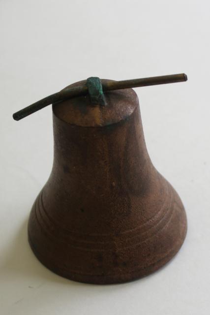 photo of rustic old brass bell, heavy bronze temple bell or garden gate / doorbell #1