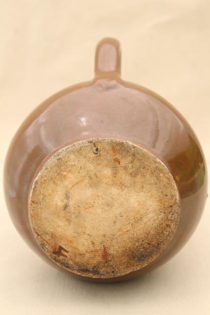 photo of rustic old stoneware pitcher, vintage farmhouse primitive antique water jug #7
