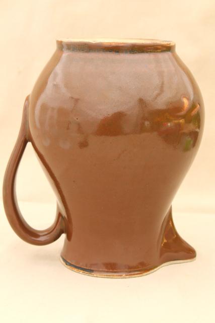 photo of rustic old stoneware pitcher, vintage farmhouse primitive antique water jug #8