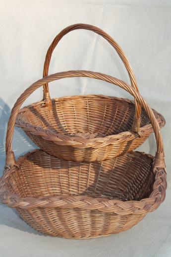 photo of rustic old wicker baskets for mushroom picking basket, vintage gathering baskets #1