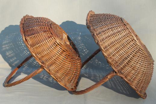 photo of rustic old wicker baskets for mushroom picking basket, vintage gathering baskets #2