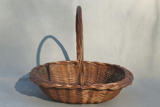 photo of rustic old wicker baskets for mushroom picking basket, vintage gathering baskets #6