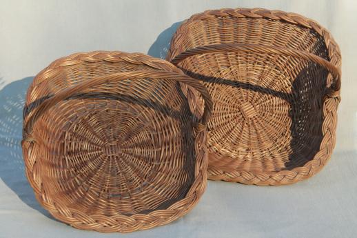 photo of rustic old wicker baskets for mushroom picking basket, vintage gathering baskets #7