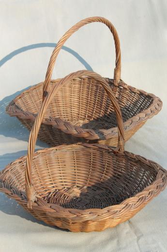 photo of rustic old wicker baskets for mushroom picking basket, vintage gathering baskets #9