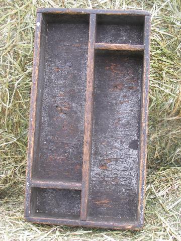 photo of rustic old wood tool tote box / garden carrier, vintage farm primitive #2