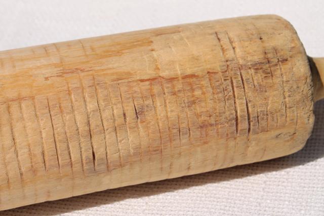 photo of rustic primitive old hand carved wood rolling pin, vintage lefse rolling pin #8