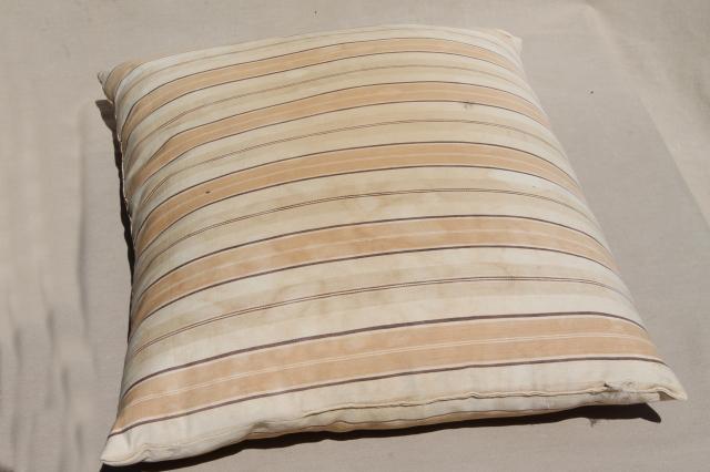 photo of rustic primitive vintage feather pillows w/ old wide brown striped ticking #6