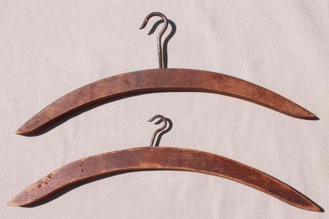 photo of rustic primitive vintage make do wood clothes hangers w/ large hooks  #2