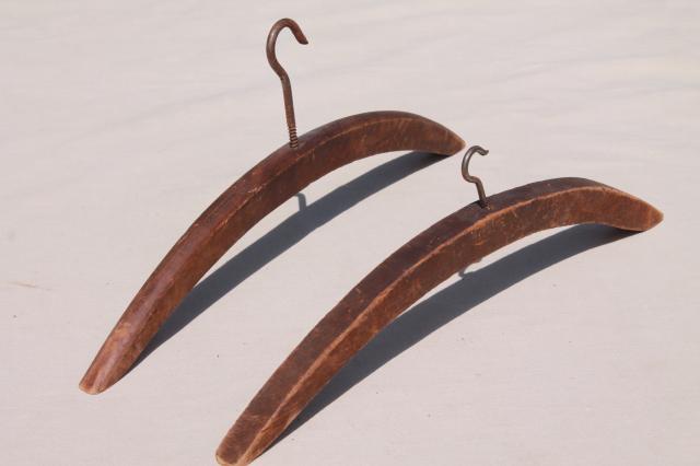 photo of rustic primitive vintage make do wood clothes hangers w/ large hooks  #4