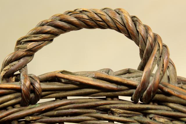 photo of rustic primitive woven basket, child