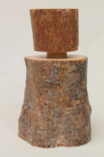 photo of rustic tree bark log wood nutcracker, handmade wooden screw type nut cracker #3