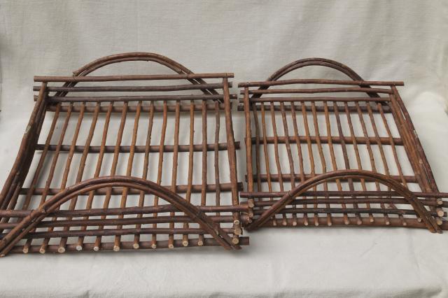 photo of rustic twig trays w/ natural tree bark, serving tray set made in Spain #10