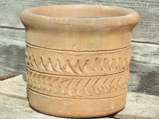 photo of rustic vintage Italian pottery garden pots, terracotta planters lot  #9