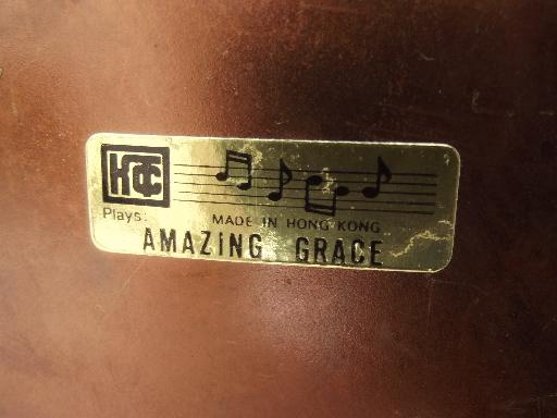 photo of rustic vintage copper music box, Amazing Grace church w/ angels #6