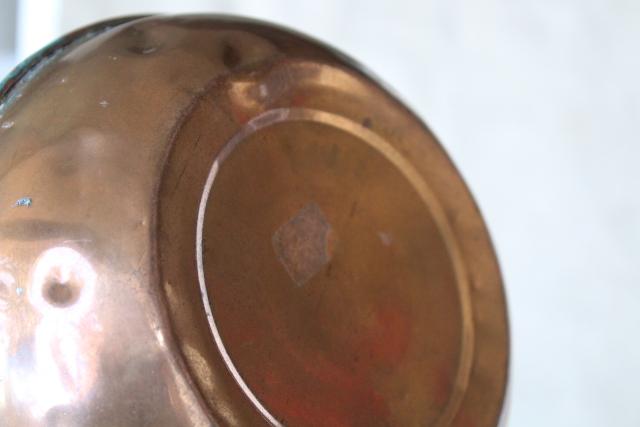photo of rustic vintage copper teakettle, old fashioned tea pot kitchen stove kettle #9