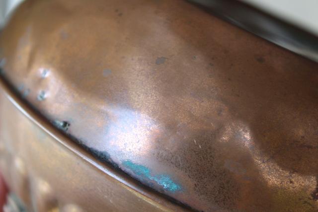 photo of rustic vintage copper teakettle, old fashioned tea pot kitchen stove kettle #10
