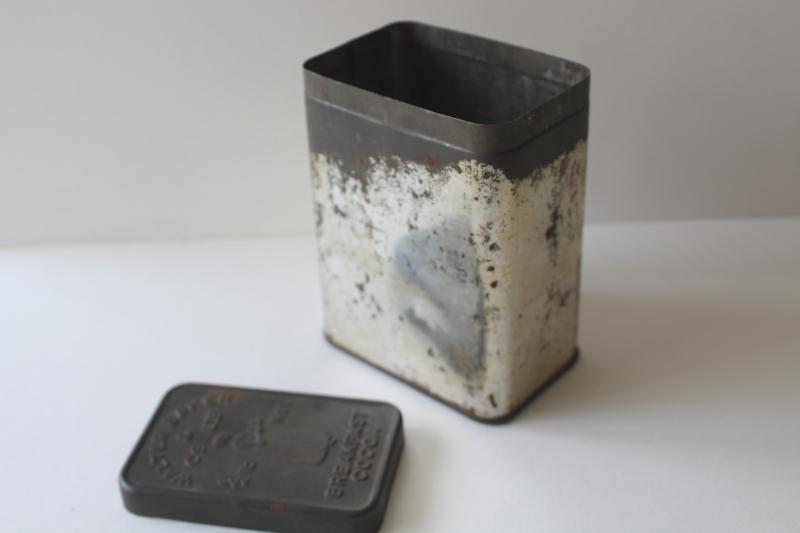 photo of rustic vintage embossed zinc metal tin advertising Walter Baker Breakfast Cocoa #6
