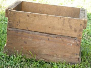 catalog photo of rustic vintage farm primitive wooden box, old antique wood crate