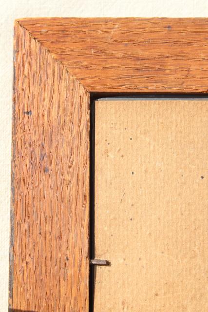 photo of rustic vintage farmhouse mirror, square solid oak wood frame w/ original antique glass #2