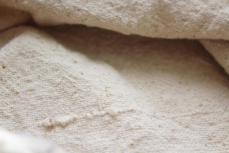 photo of rustic vintage grain sack, brown stripe natural cotton fabric w/ heavy homespun texture #6