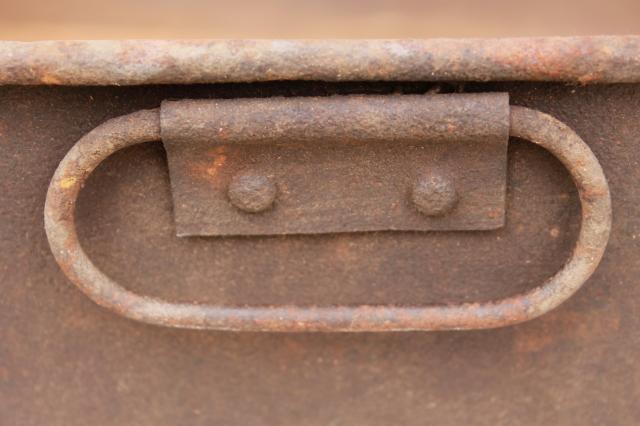 photo of rustic vintage heavy steel pan w/ tray handles, antique steampunk industrial decor #11