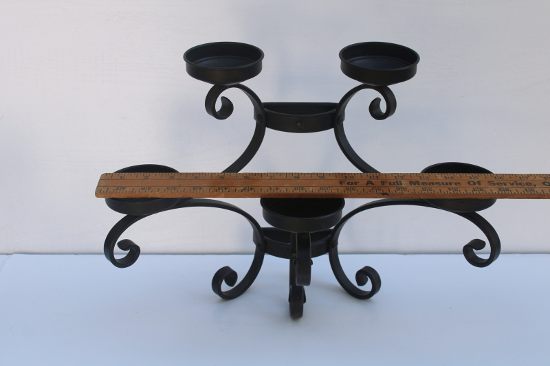 photo of rustic vintage iron wall sconces or freestanding table candelabra, pair of large candle holders  #8